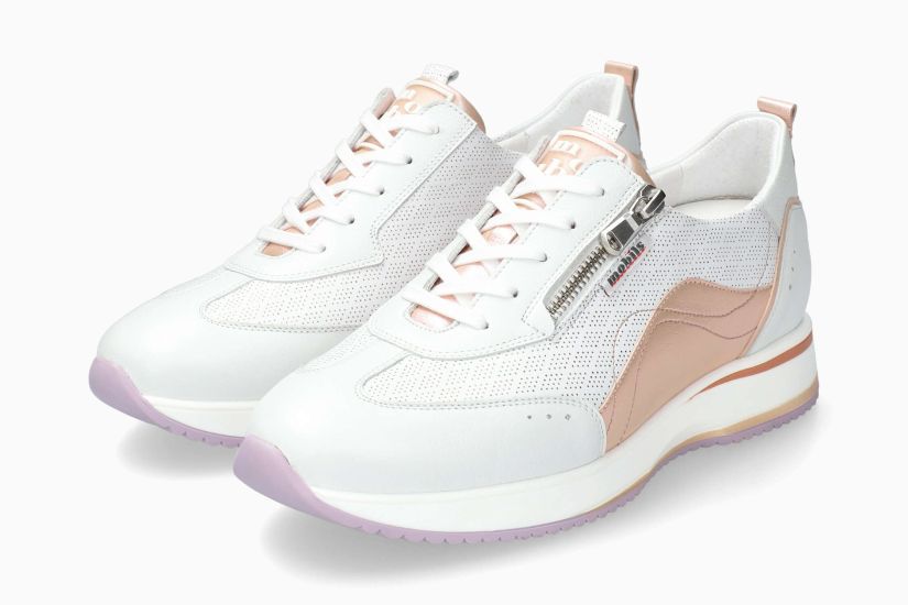 Baskets Mobils Ness Blanc Chaussures cuir confortable femmes Marque Mephisto Shop Nouvelle collection Printemps/été 2025 Magasins Belgique Liège Eupen